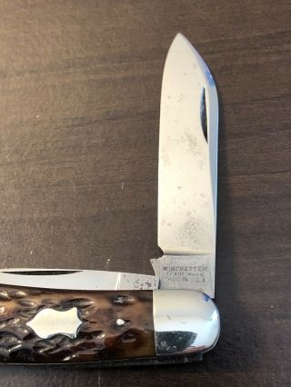 Vintage Winchester USA 2956 Jigged Bone 2 Blade Jack Knife 2