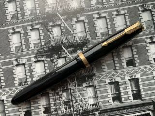 Vintage Restored 1950s Danish Parker Olsen Duofold Jet Black Fountain Pen