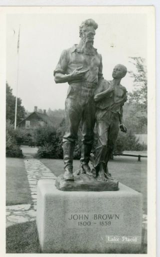 Lake Placid York Ny " Statue Of John Brown " Photo Rppc Postcard