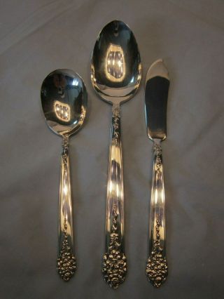 Silver Plate King Edward Moss Rose 3 Piece Serving,  Jelly Spoon,  Cheese Knife