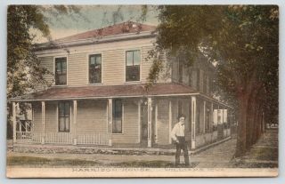 Williams Iowa Old Man In Suspenders At Harrison House Hotel 1911 Handcolored Pc