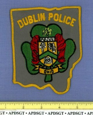 Dublin (old Vintage Grey) Ohio Sheriff Police Patch State Shape Cheesecloth