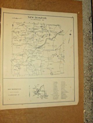 Boston,  Nh. ,  Vintage Antique 1892 Map.  Not A Reprint