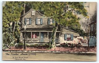 Postcard Ga Savannah The Pirates House Restaurant Vintage Linen R17
