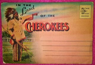 1930s In The Land Of The Cherokees Native American Indian Linen Fold 20 Views Nr
