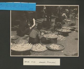 Kowloon Side.  Street Seller,  Dried Fish,  Hong Kong,  China,  1930 Photograph.