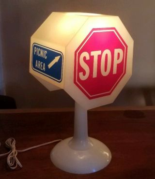 Vintage Mid Century Table Lamp Interstate 95 Stylette Plastics Traffic Signs Mcm