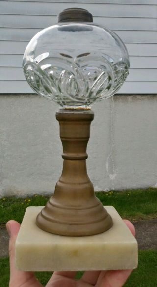 Vintage 19th C.  Wedding Ring / Band Pattern Oil Kerosene Glass Lamp Look Eapg