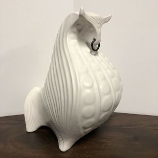 Jonathan Adler Retro Mid Century White Ceramic Pottery Bull Contemporary