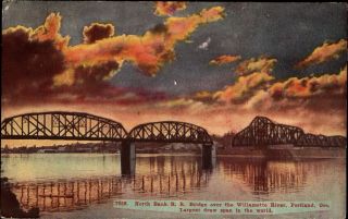 North Bank Railroad Bridge Willamette River Portland Oregon Hh Tammen Publ C1910