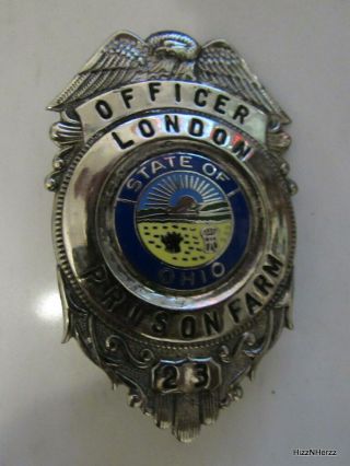 1940s London Ohio Prison Farm Corrections OFFICER Badge Defunct Rare 2
