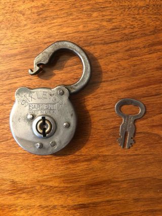 Vintage Antique Sargent Six 6 Lever Padlock Lock With Key