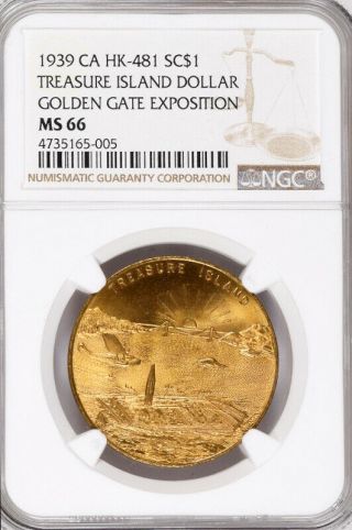 1939 Treasure Island Token,  Golden Gate Expo,  Hk - 481,  Sh 23 - 1.  1,  Ms66 Ngc,  Medal