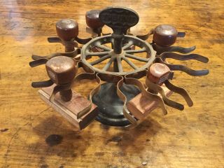 Rare Antique Iron Spinning Rubber Stamp Holder.  “the Unit” Holds 10 Stamps