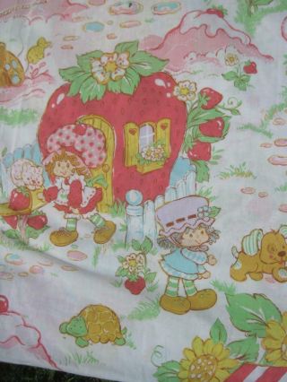 Vtg Strawberry Shortcake Twin Flat Sheet (or Craft Fabric)