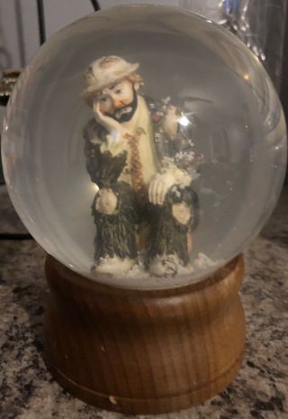 Emmett Kelly Jr.  Clown Collectible Figurine Snow Globe " The Thinker "