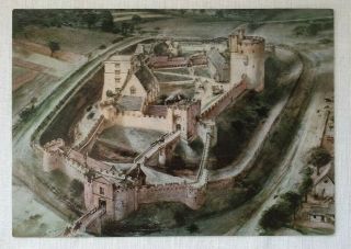 Vintage 1975 Postcard Helmsley Castle North Yorkshire Alan Sorrell Drawing