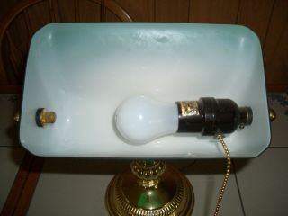 Vintage BANKERS LAWYERS Brass Desk Lamp w/EMERALD Green Glass Shade 3