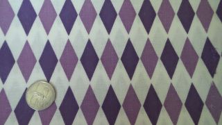 Vintage Feedsack Feed Sack Fabric Shades Of Purple Diamonds On White