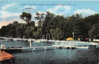 Dowagiac Mi 1946 View Of The Indian Lake Club On Indian Lake Vintage Mich 567