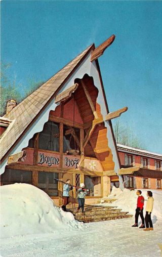 Bpyne Falls Mi 1961 Winter View Of Entrance To Boynehof Lodge Vintage Ski 567