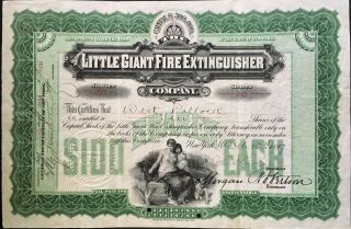 Little Giant Fire Extinguisher Company Stock 1897 York Certificate