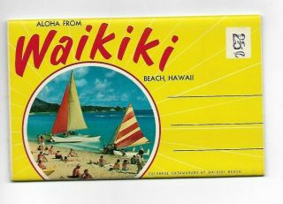 Postcard Folder - Waikiki Beach,  Hawaii