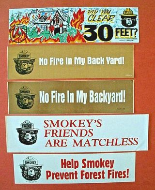 5 Vintage Smokey Bear Bumper Stickers Some Unusual All Different
