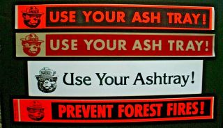 4 Vintage Smokey Bear Bumper Stickers " Use Your Ashtray " All Different