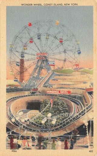 402 Wonder Wheel Coney Island Ny Virginia Reel Ferris 4066 402