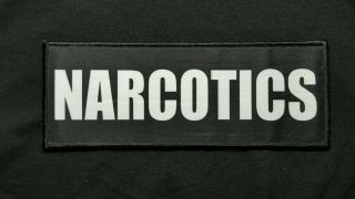 Narcotics 3x8 " Hook Backed Plate Carrier Raid Patch Police Swat Sheriff Black