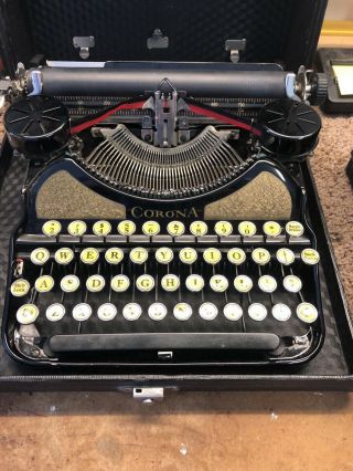 Vintage Folding Corona Portable Model 3 Typewriter Antique Wood Case Writing