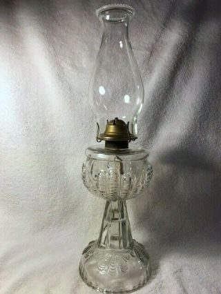 Antique Oil Lamp; Turkey Foot Pattern, .  C.  1909 United States Glass Company