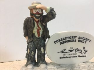 Emmett Kelly Jr.  Flambro Collectors ' Society Members Only Plaque HAND SIGNED 5