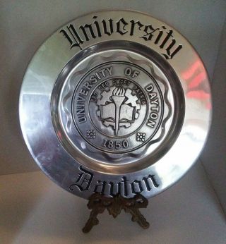Vintage University Of Dayton Pewter Plate By Wilton Armetale 12 Inches