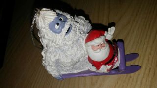 Dept 56 Rare Abominable Snowman Rides With Santa Ornament Rudolph The Red Nose