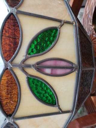 Large 16 " Vintage Tiffany Style Stained Glass Lamp Shade 5 Color Flower Bud