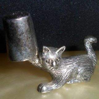 Miniature Cat Kitten Pewter Figurine Metal Collectible Thimble Holder Metsike
