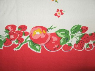 VINTAGE KITCHEN TABLECLOTH APPLES STRAWBERRY CHERRIES FLOWERS 55 