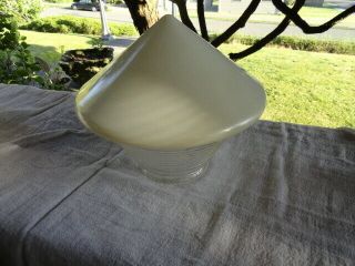 Vintage Art Deco White /clear Glass Ceiling Light Globe Shade Fixture