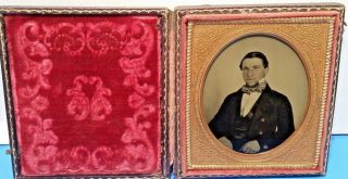 Young Man With Beard In Suit With Bow Tie Daguerreotype C1800 