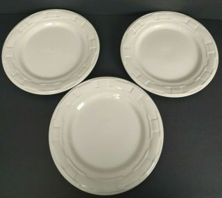Longaberger Woven Traditions Pottery Ivory Set 3 Dinner Plates 10 " Made In Usa