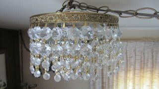 Vintage Lampliter 4 Tier Waterfall Prism Ceiling Fixture / Light