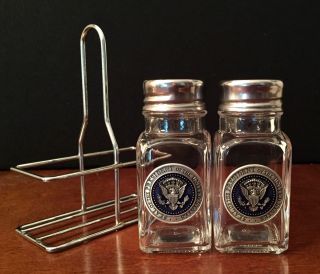 Silver/pewter & Cobalt Presidential Seal Salt & Pepper Shaker