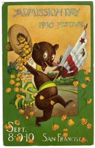 C.  1910 San Francisco California Admission Day Festival Poster View Rare Postcard