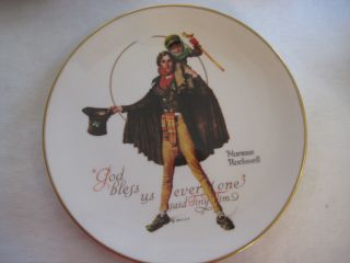 1974 Norman Rockwell " God Bless Us Everyone " Said Tiny Tim,  Gorham Plate 8.  5 " D