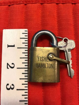 Vintage Best Brass Padlock Lock With Key Fisher Hamilton
