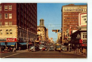 Long Beach California Ca Vintage Postcard Pine Avenue Main St Coca Cola Sign