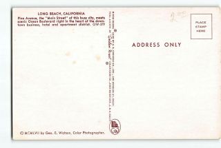 Long Beach California CA Vintage Postcard Pine Avenue Main St Coca Cola Sign 2