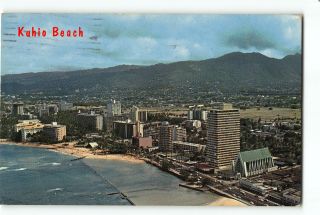 Waikiki Hawaii Hi Postcard 1963 Aerial View Of Kuhio Beach At Waikiki